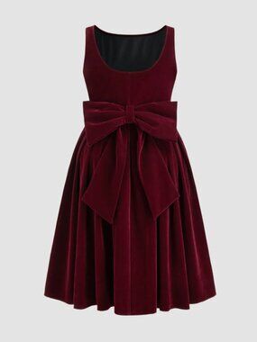NWT Cider Velvet Dress with Bow in Back - Party Dress, Wine / Maroon /Burgundy